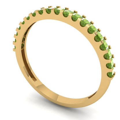 0.285 cttw Natural Peridot Princess Cut Yellow Gold Eternity Wedding Band