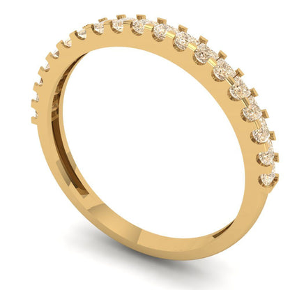 0.285 cttw Natural Morganite Princess Cut Yellow Gold Eternity Wedding Band