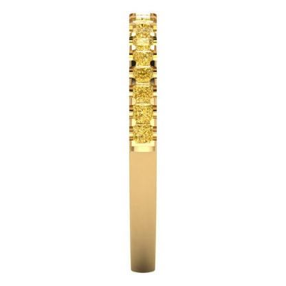0.285 cttw Natural Citrine Princess Cut Yellow Gold Eternity Wedding Band