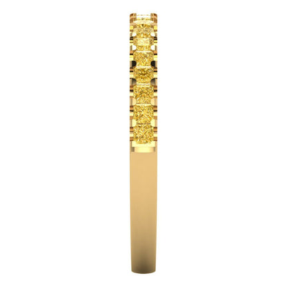 0.285 cttw Simulated Yellow Diamond Princess Cut Yellow Gold Eternity Wedding Band