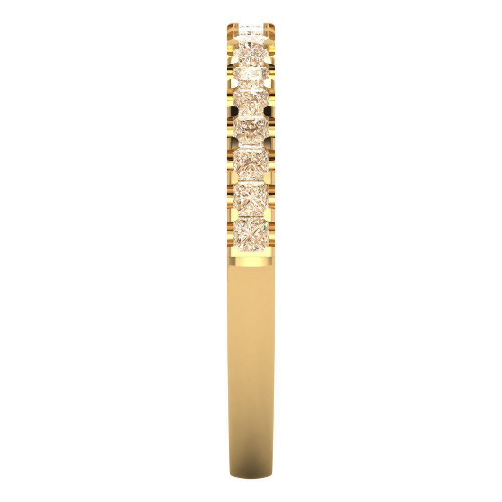 0.285 cttw Natural Morganite Princess Cut Yellow Gold Eternity Wedding Band