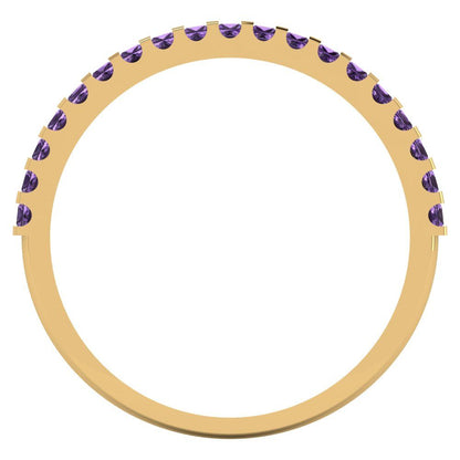 0.285 cttw Simulated Alexandrite Princess Cut Yellow Gold Eternity Wedding Band