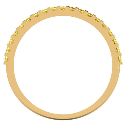 0.285 cttw Simulated Yellow Diamond Princess Cut Yellow Gold Eternity Wedding Band
