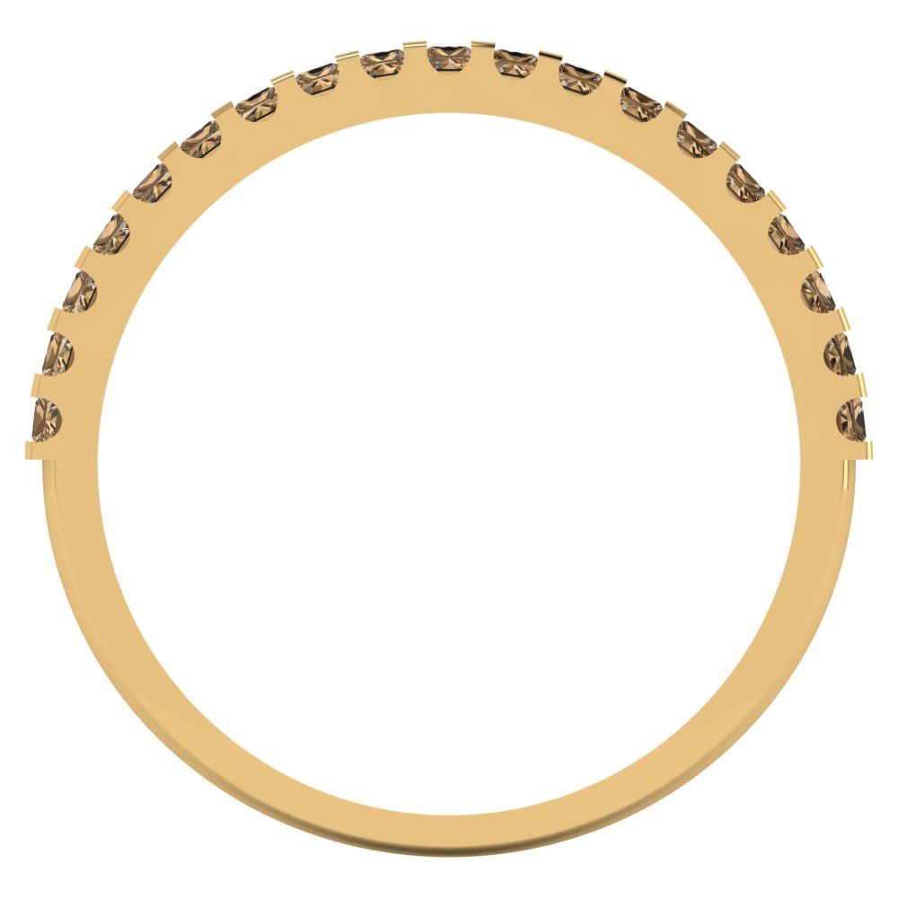 0.285 cttw Simulated Champagne Diamond Princess Cut Yellow Gold Eternity Wedding Band