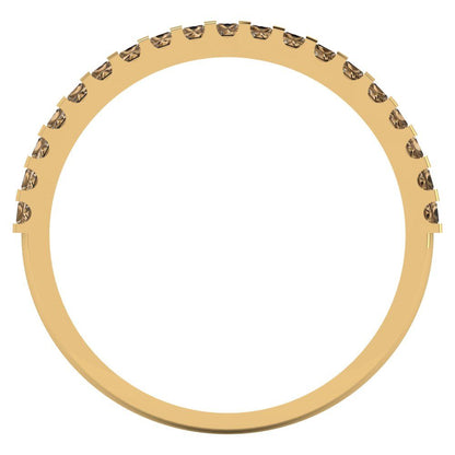 0.285 cttw Simulated Champagne Diamond Princess Cut Yellow Gold Eternity Wedding Band