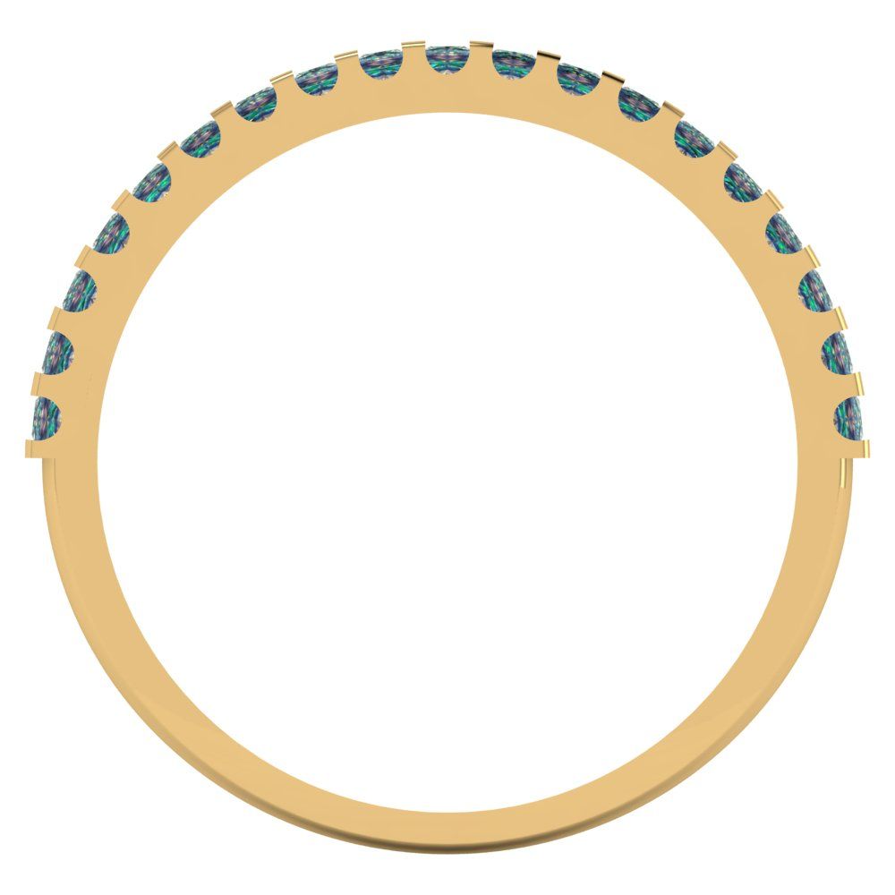 0.285 cttw Blue Moissanite Princess Cut Yellow Gold Eternity Wedding Band