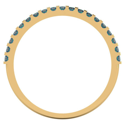 0.285 cttw Blue Moissanite Princess Cut Yellow Gold Eternity Wedding Band