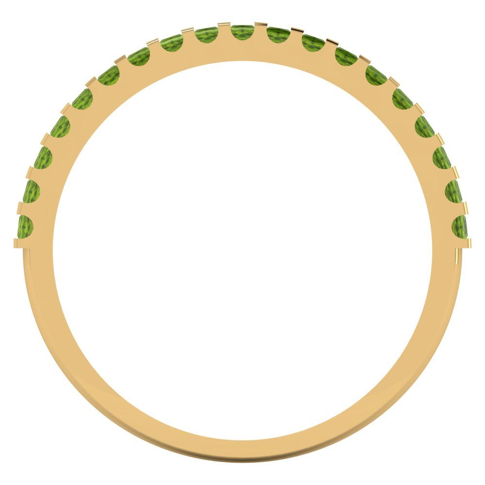 0.285 cttw Natural Peridot Princess Cut Yellow Gold Eternity Wedding Band