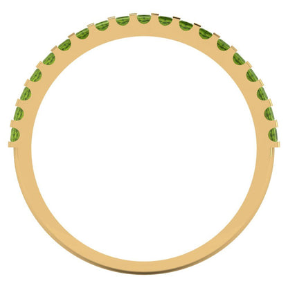 0.285 cttw Natural Peridot Princess Cut Yellow Gold Eternity Wedding Band