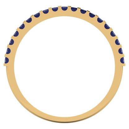 0.285 cttw Simulated Tanzanite Princess Cut Yellow Gold Eternity Wedding Band