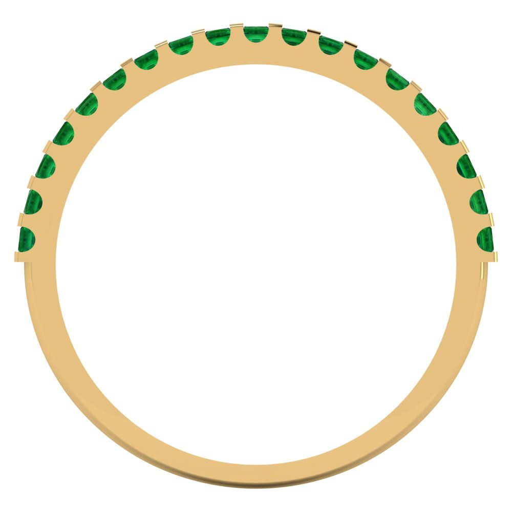 0.285 cttw Simulated Emerald Princess Cut Yellow Gold Eternity Wedding Band