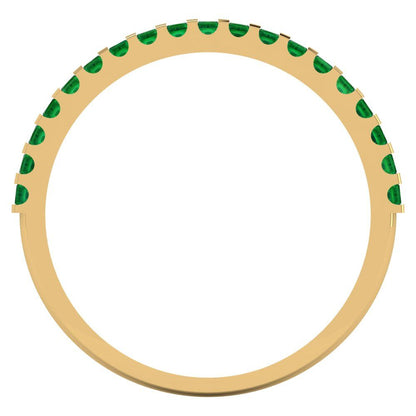 0.285 cttw Simulated Emerald Princess Cut Yellow Gold Eternity Wedding Band