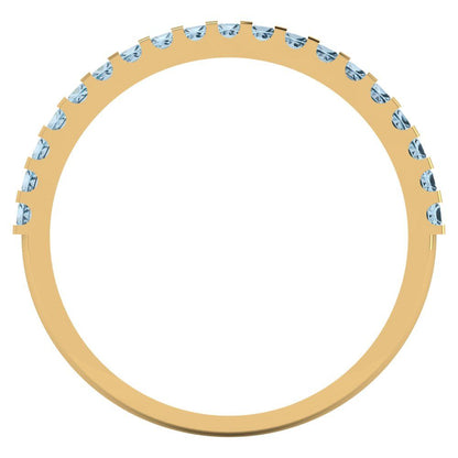 0.285 cttw Natural Sky Blue Topaz Princess Cut Yellow Gold Eternity Wedding Band