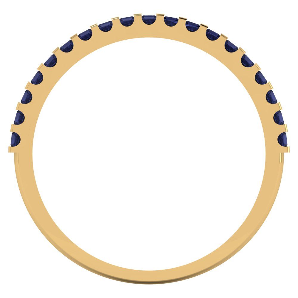 0.285 cttw Simulated Blue Sapphire Princess Cut Yellow Gold Eternity Wedding Band