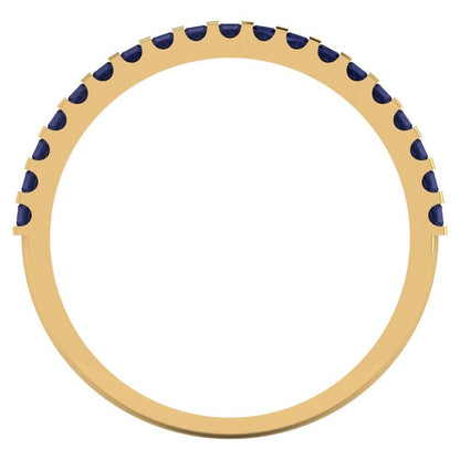 0.285 cttw Simulated Blue Sapphire Princess Cut Yellow Gold Eternity Wedding Band