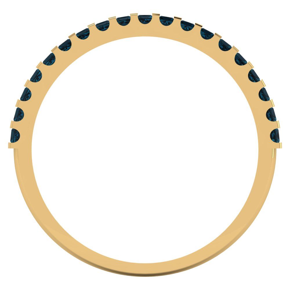 0.285 cttw Natural London Blue Topaz Princess Cut Yellow Gold Eternity Wedding Band