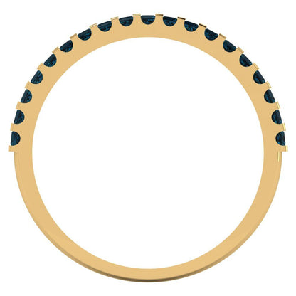 0.285 cttw Natural London Blue Topaz Princess Cut Yellow Gold Eternity Wedding Band