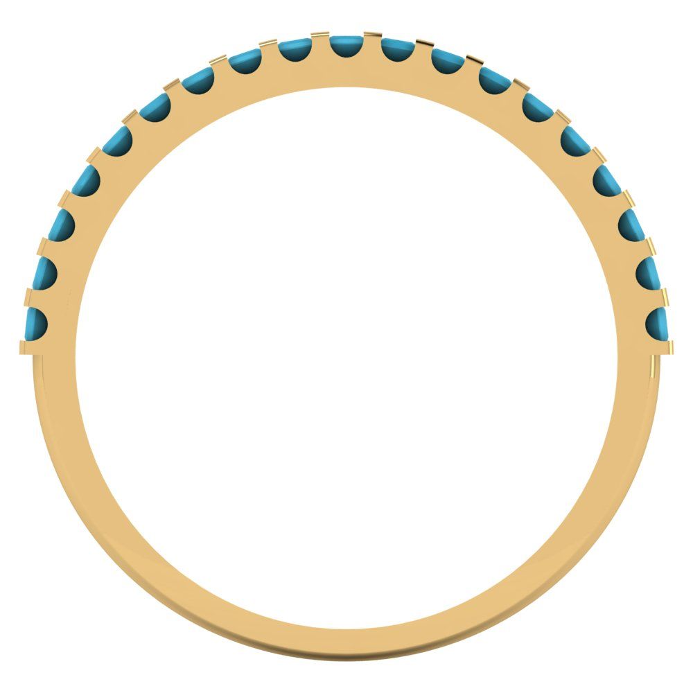 0.285 cttw Simulated Turquoise Princess Cut Yellow Gold Eternity Wedding Band