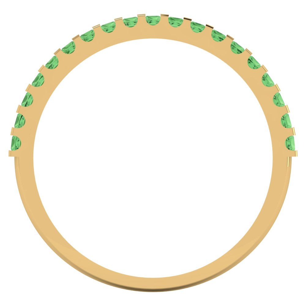 0.285 cttw Simulated Green Diamond Princess Cut Yellow Gold Eternity Wedding Band