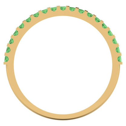 0.285 cttw Simulated Green Diamond Princess Cut Yellow Gold Eternity Wedding Band