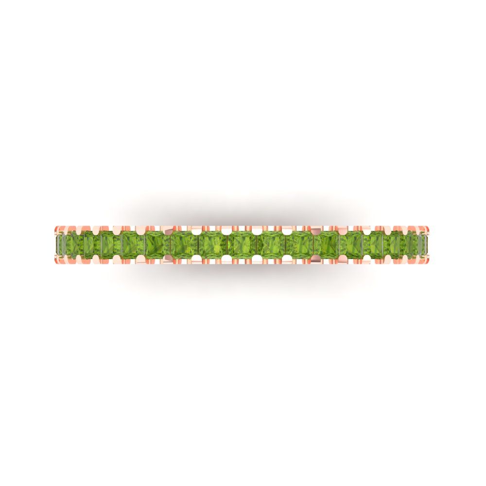 0.285 cttw Natural Peridot Princess Cut Rose Gold Eternity Wedding Band