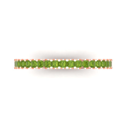 0.285 cttw Natural Peridot Princess Cut Rose Gold Eternity Wedding Band