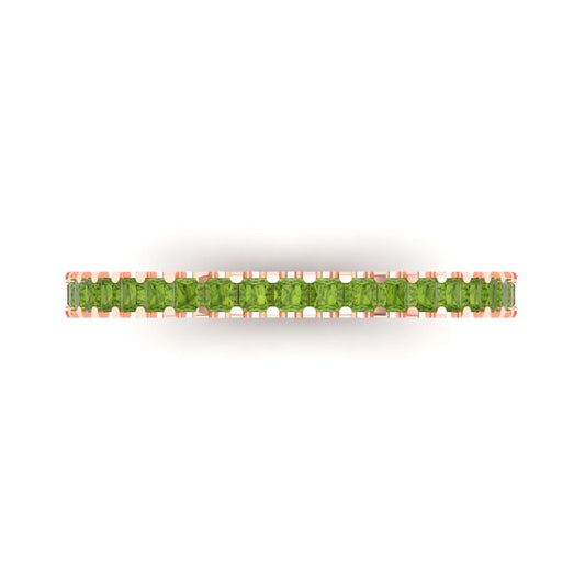 0.285 cttw Natural Peridot Princess Cut Rose Gold Eternity Wedding Band