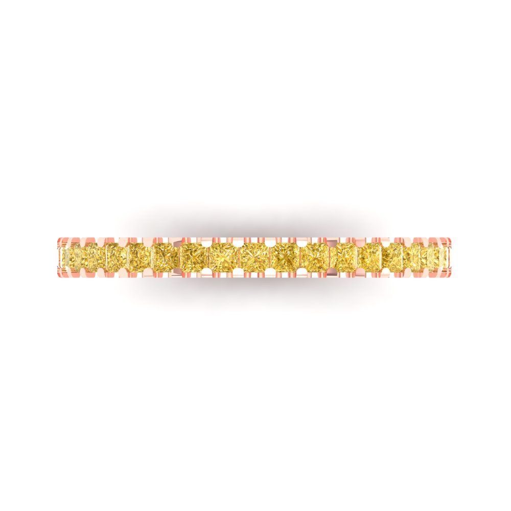 0.285 cttw Simulated Yellow Diamond Princess Cut Rose Gold Eternity Wedding Band
