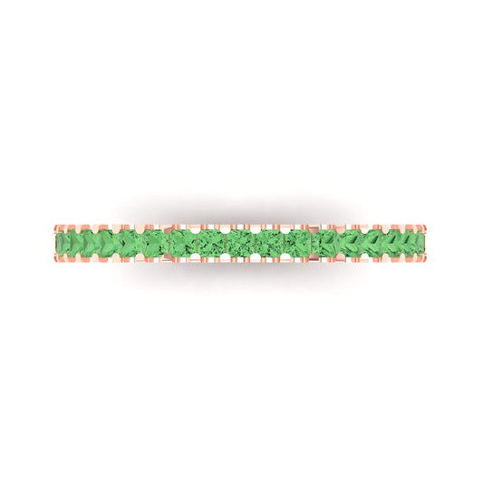 0.285 cttw Simulated Green Diamond Princess Cut Rose Gold Eternity Wedding Band