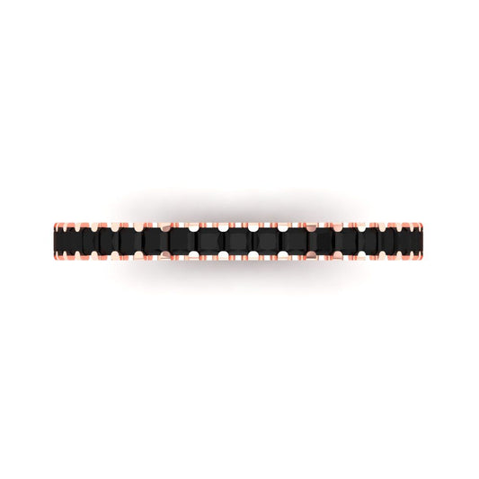 0.285 cttw Natural Onyx Princess Cut Rose Gold Eternity Wedding Band
