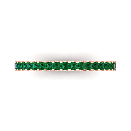 0.285 cttw Simulated Emerald Princess Cut Rose Gold Eternity Wedding Band