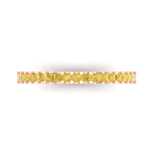 0.285 cttw Natural Citrine Princess Cut Rose Gold Eternity Wedding Band