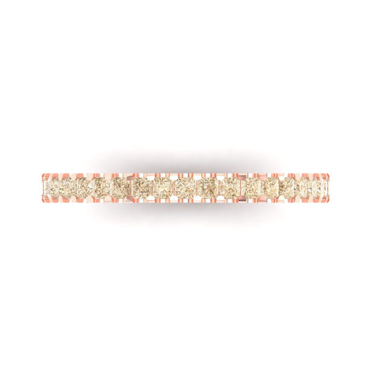 0.285 cttw Natural Morganite Princess Cut Rose Gold Eternity Wedding Band