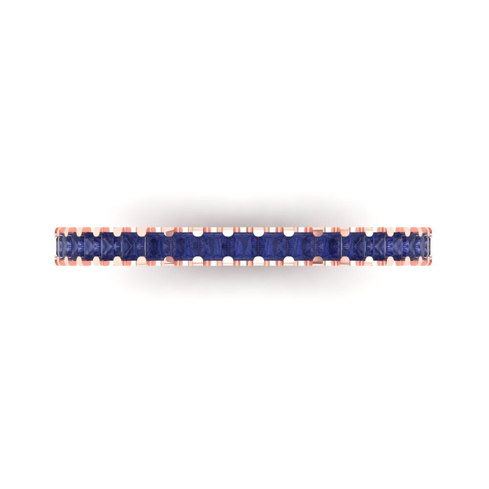 0.285 cttw Simulated Tanzanite Princess Cut Rose Gold Eternity Wedding Band