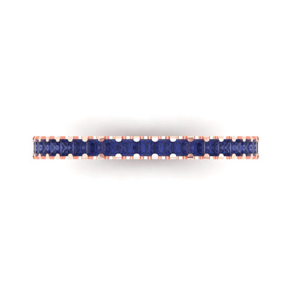 0.285 cttw Simulated Tanzanite Princess Cut Rose Gold Eternity Wedding Band