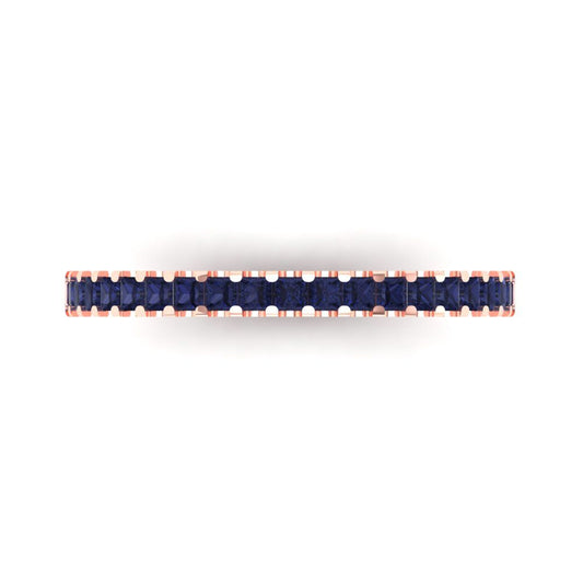 0.285 cttw Simulated Blue Sapphire Princess Cut Rose Gold Eternity Wedding Band