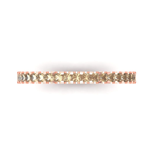 0.285 cttw Yellow Moissanite Princess Cut Rose Gold Eternity Wedding Band