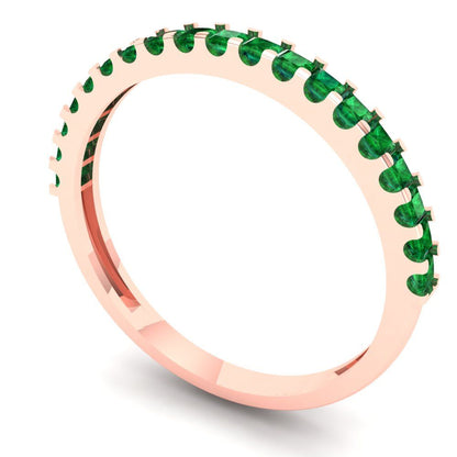0.285 cttw Simulated Emerald Princess Cut Rose Gold Eternity Wedding Band
