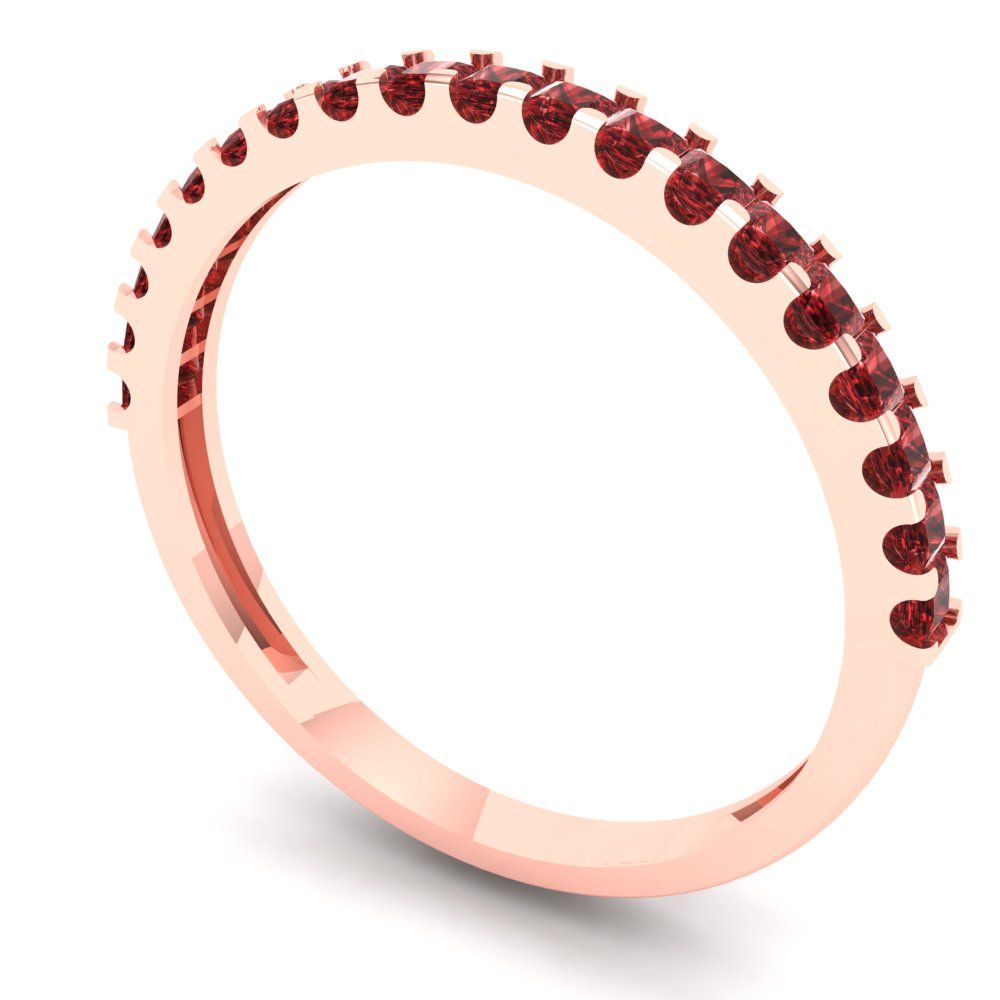 0.285 cttw Natural Garnet Princess Cut Rose Gold Eternity Wedding Band