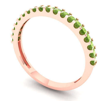 0.285 cttw Natural Peridot Princess Cut Rose Gold Eternity Wedding Band