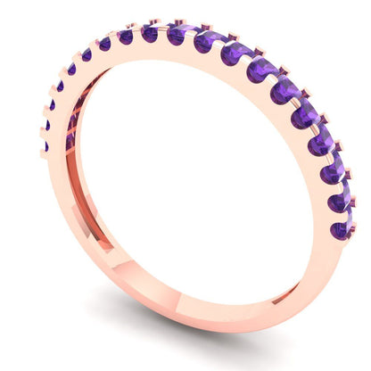 0.285 cttw Natural Amethyst Princess Cut Rose Gold Eternity Wedding Band