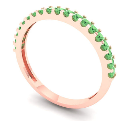 0.285 cttw Simulated Green Diamond Princess Cut Rose Gold Eternity Wedding Band