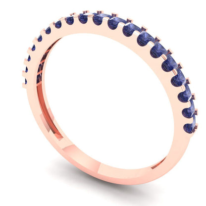 0.285 cttw Simulated Tanzanite Princess Cut Rose Gold Eternity Wedding Band