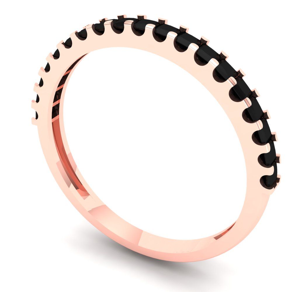 0.285 cttw Natural Onyx Princess Cut Rose Gold Eternity Wedding Band