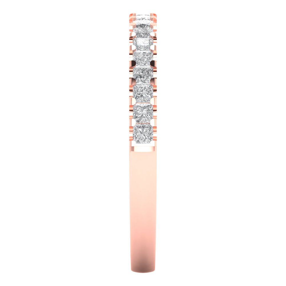 0.285 cttw Moissanite Princess Cut Rose Gold Eternity Wedding Band