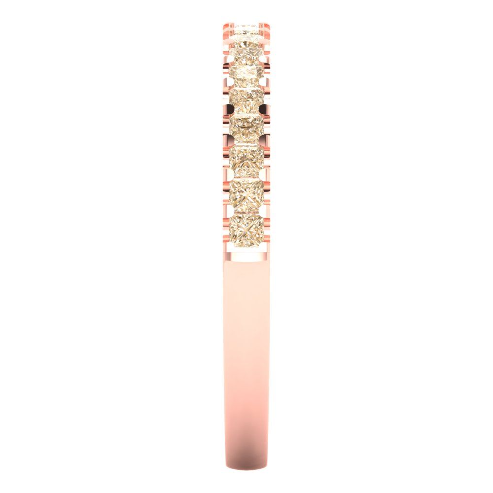 0.285 cttw Natural Morganite Princess Cut Rose Gold Eternity Wedding Band