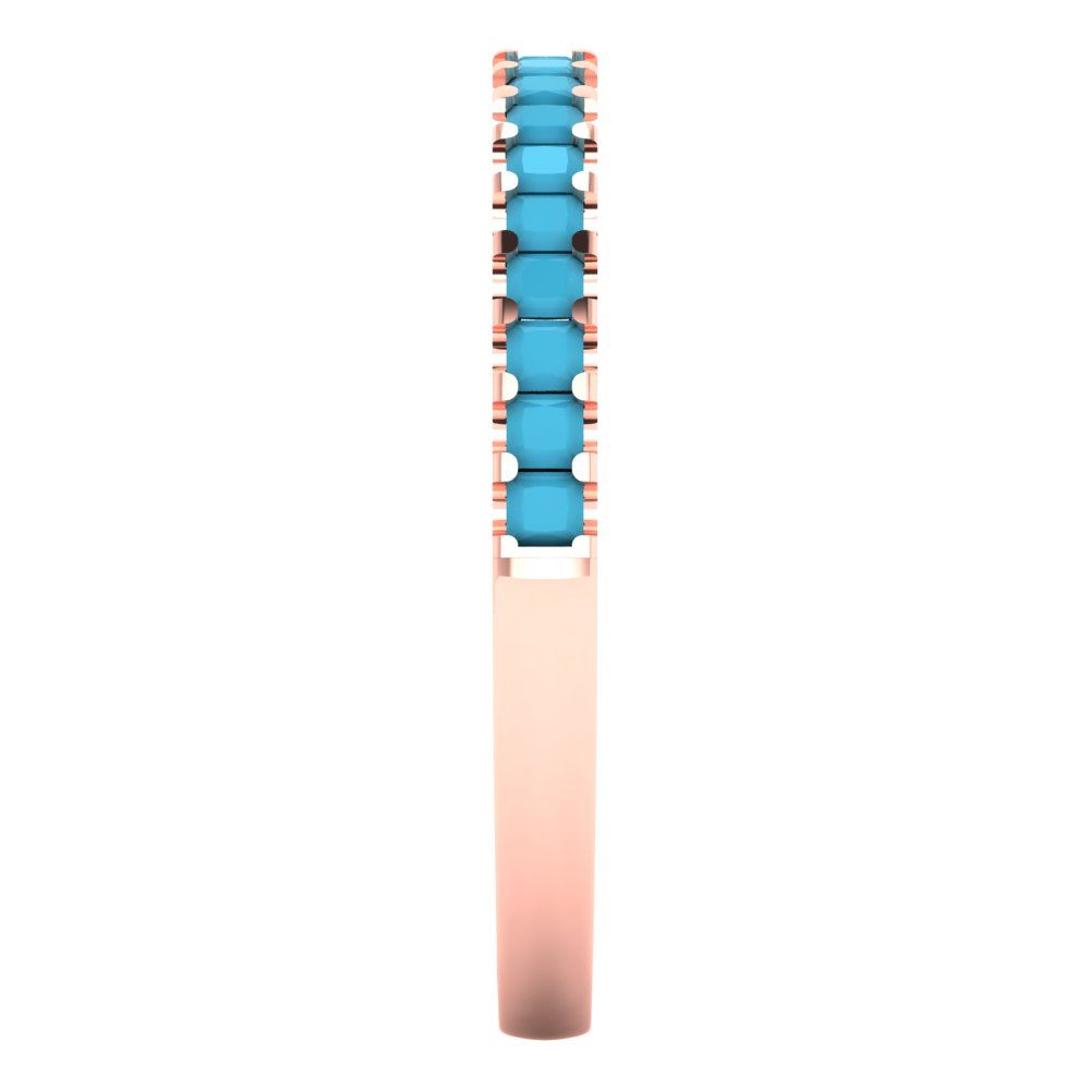 0.285 cttw Simulated Turquoise Princess Cut Rose Gold Eternity Wedding Band