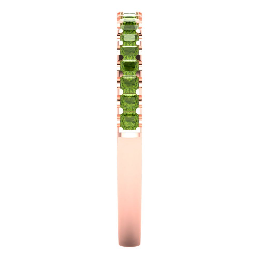 0.285 cttw Natural Peridot Princess Cut Rose Gold Eternity Wedding Band