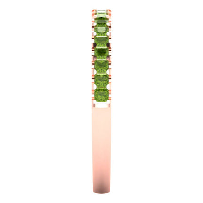 0.285 cttw Natural Peridot Princess Cut Rose Gold Eternity Wedding Band