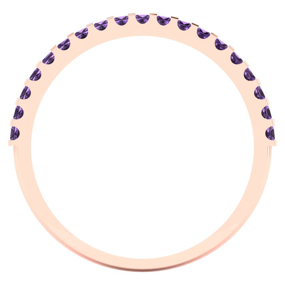 0.285 cttw Simulated Alexandrite Princess Cut Rose Gold Eternity Wedding Band